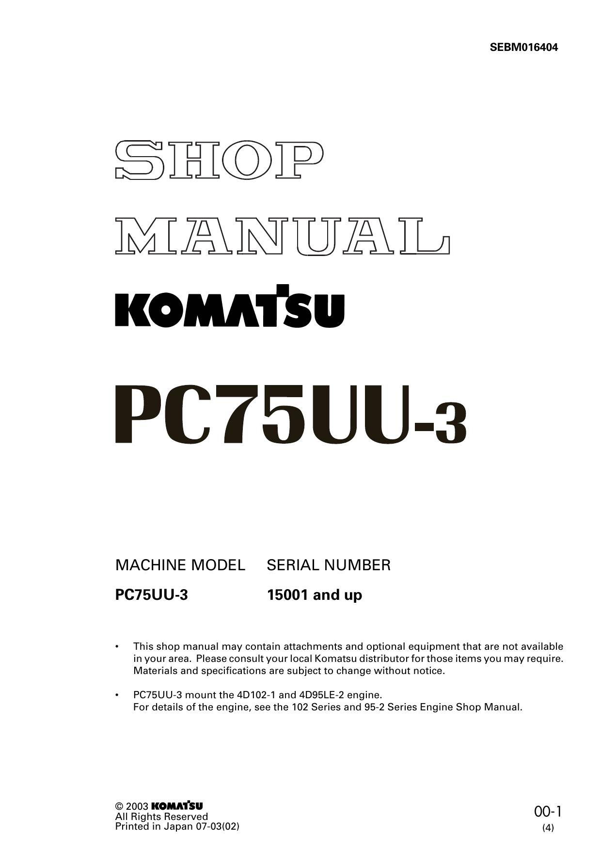 PC75UU-3 Shop Manual